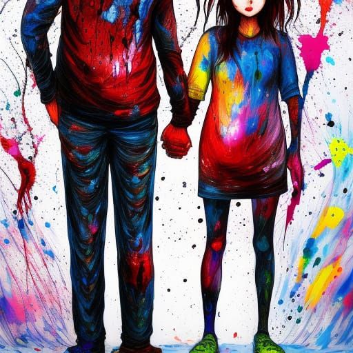 Couple Holding Hands in Junji Ito Speedpaint Style