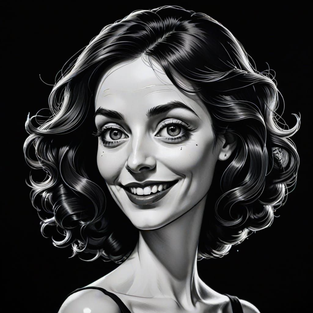 Elegant Female Beauty in Exquisite Caricature Style