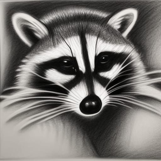 Raccoon with Notepad: Hyperdetailed Charcoal Drawing
