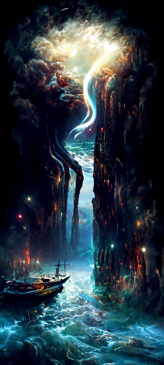 Hellish Seascape Photoillustration in Expressionism Style