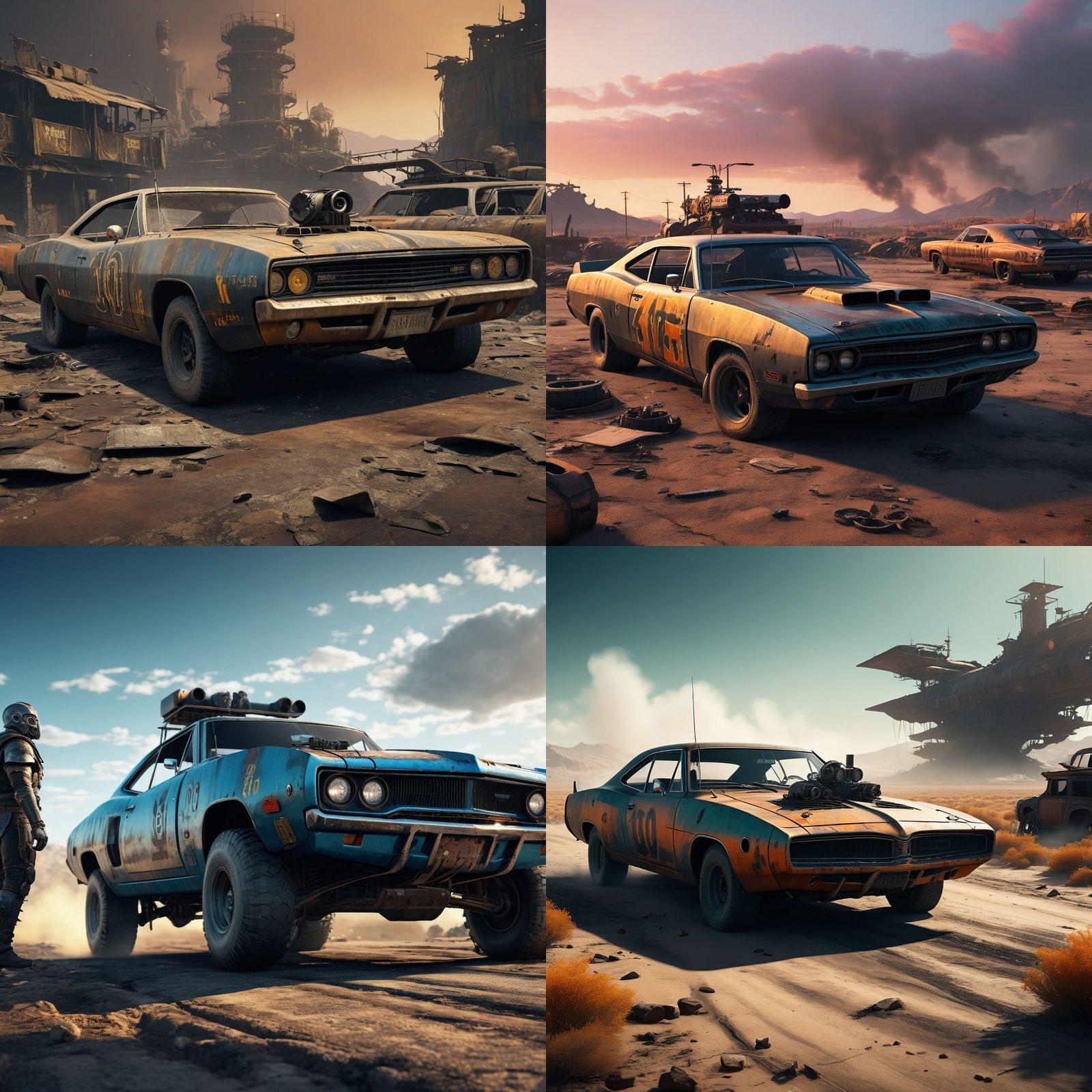 Mad Max's V8 Plymouth Superbird in a Fantastical Landscape