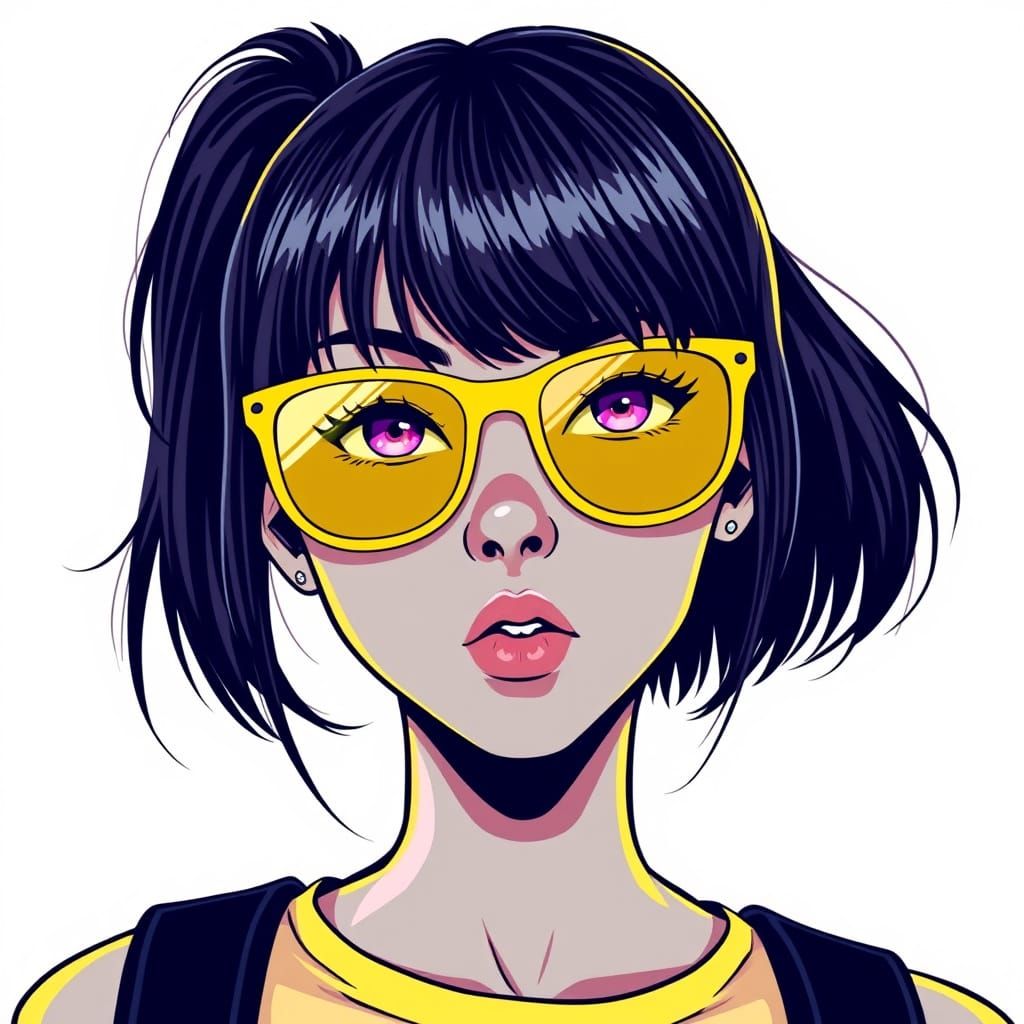 Girl Avatar with Sunglasses in Anime Pop Art Style