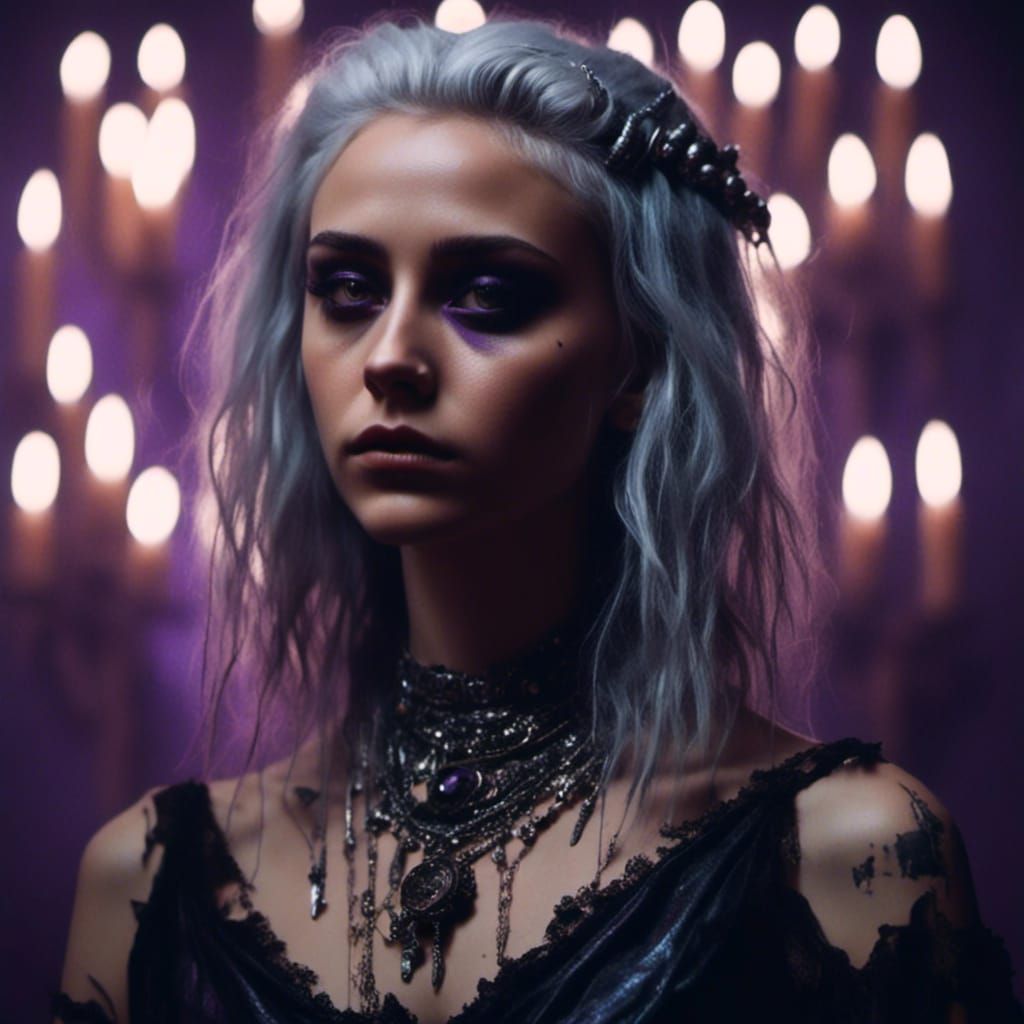 Gothic Girl Portrait in High Fashion Lighting