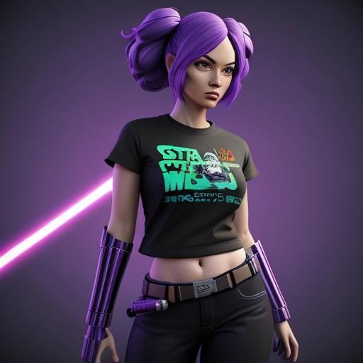 Girl with Lightsaber: Pixar-Style 3D Star Wars Fan Art