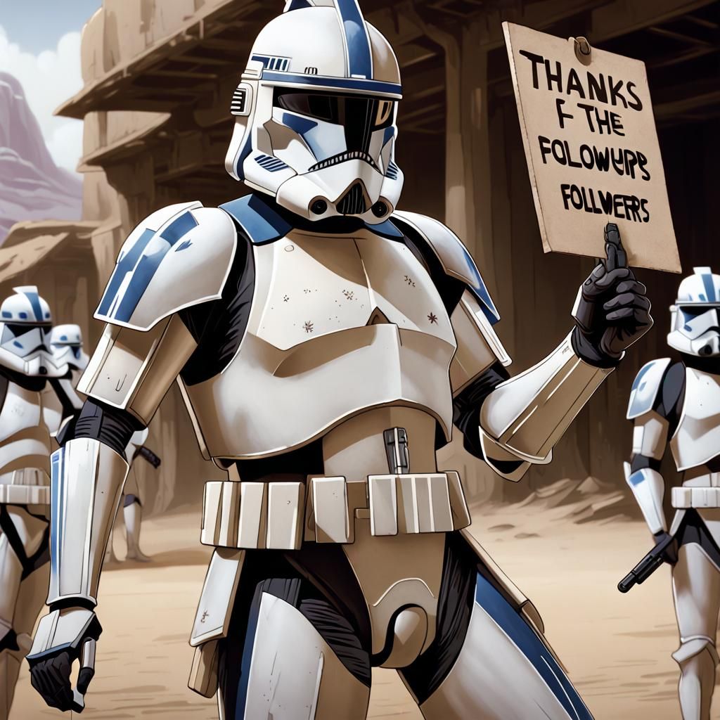 501st Clone Trooper Thanks Followers in Anime Style