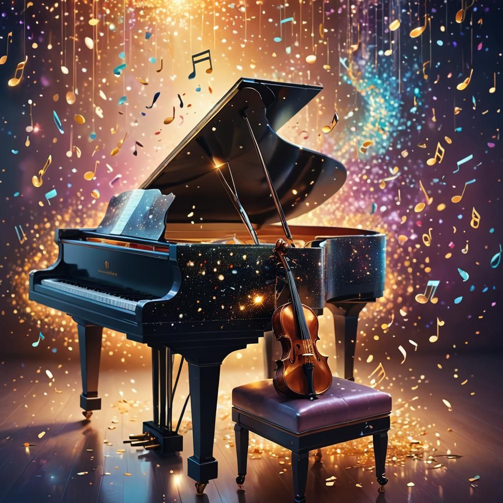 Magical Musical Performance in Digital Art Style