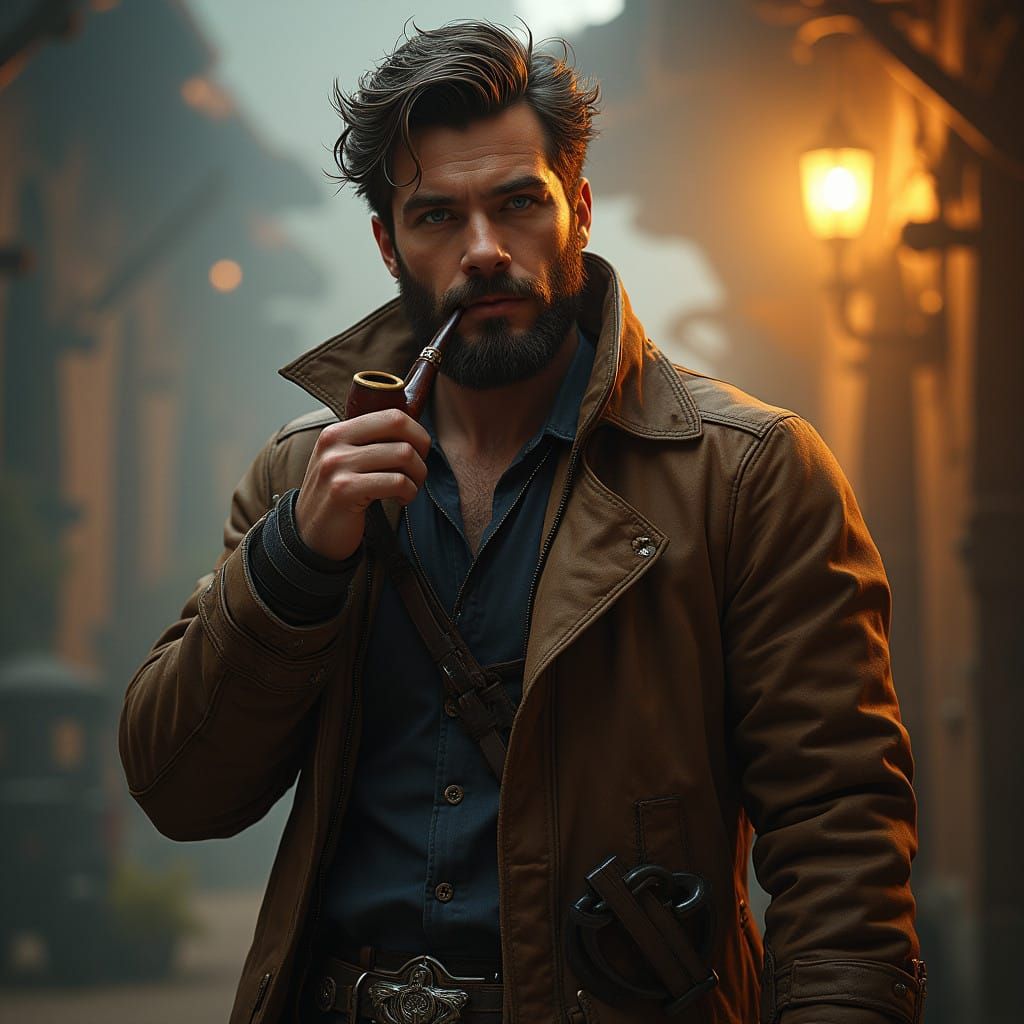 Ruggedly Handsome Young Man in a Mystical Atmosphere