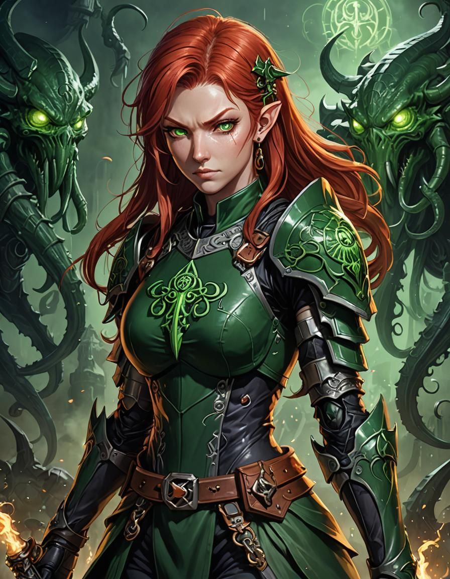 Eldritch Cultist Warrior in Anime Style