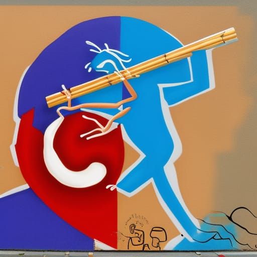 Kokopelli Stick Figures Celebrate Flag Day as Graffiti Art