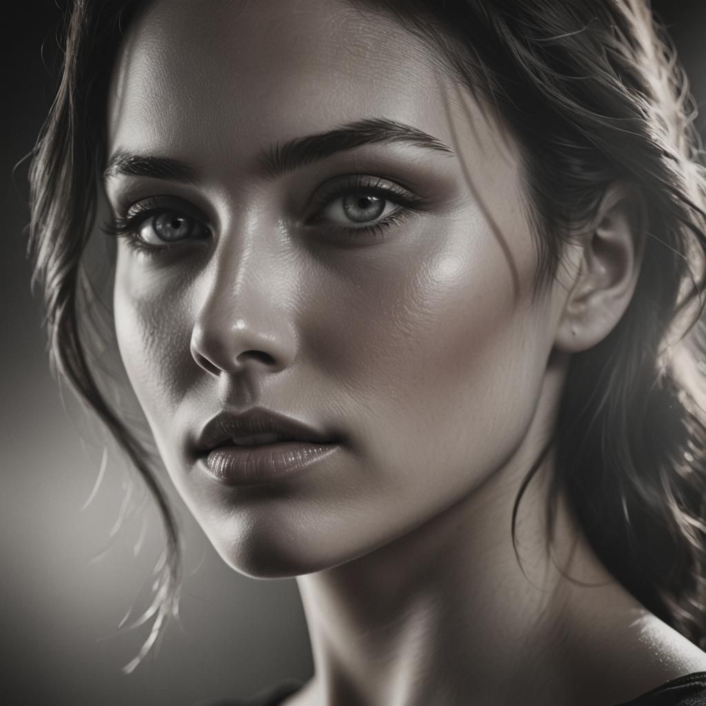 Dramatic Black and White Portrait with Beauty Light
