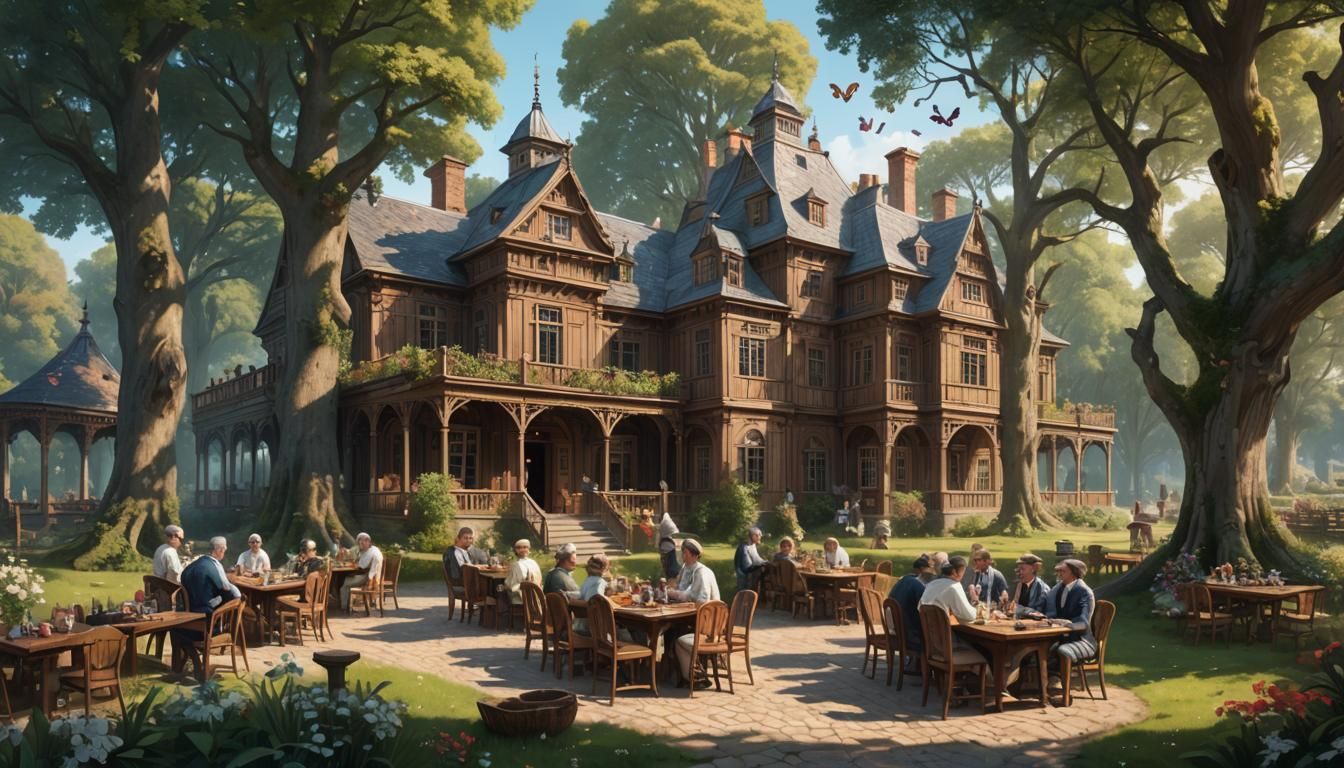 18th Century Manor Coffee Scene: Hyperrealistic Digital Art