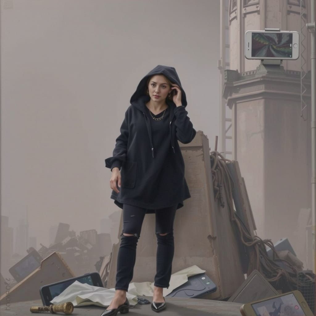 Dystopian Woman Portrait in Romantic Style