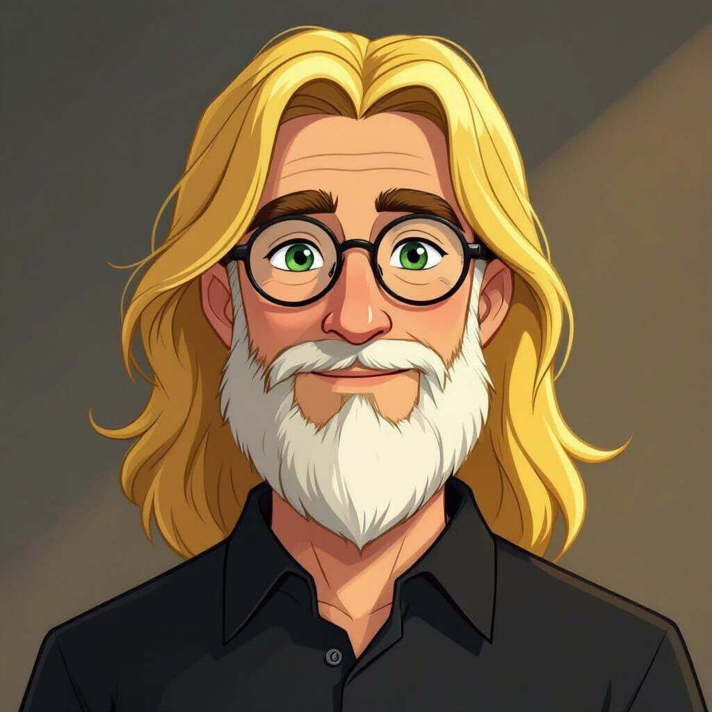 Cartoon Man With Blonde Hair And Glasses