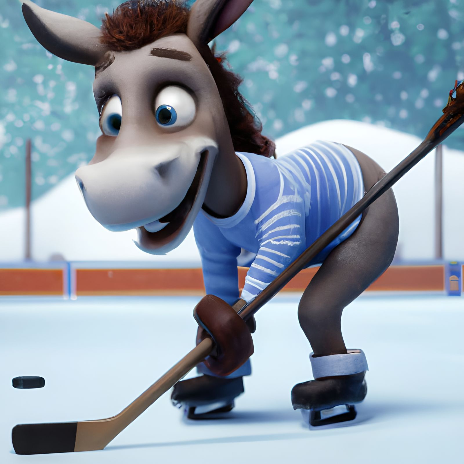 Donkey Hockey Star in Animated Style