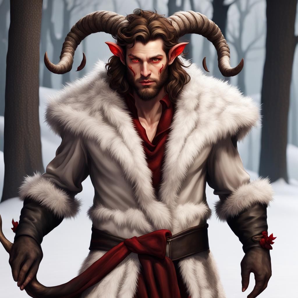 Satyr in Winter Attire: Detailed Matte Painting