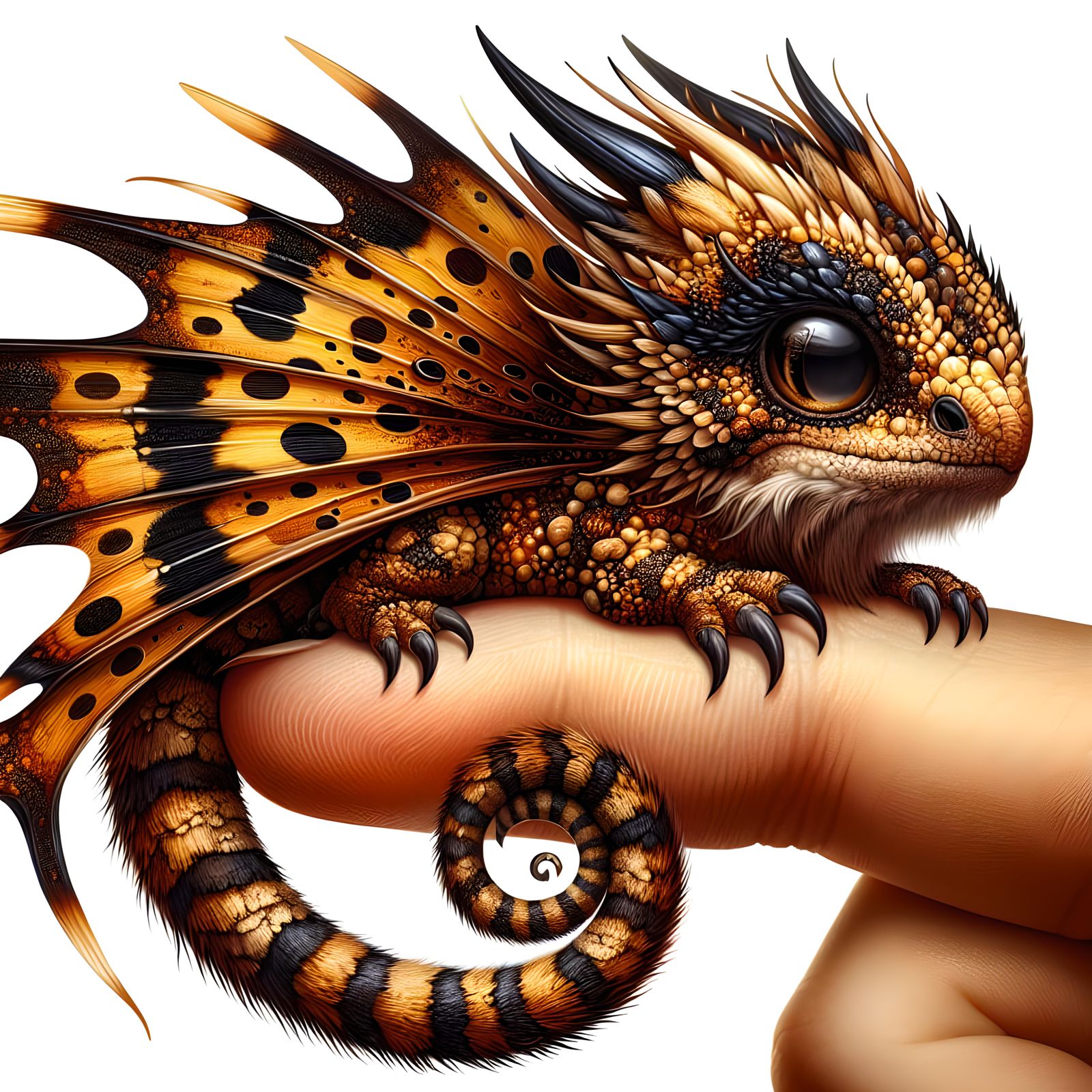 Enchanting Tiny Dragon on Finger Digital Illustration