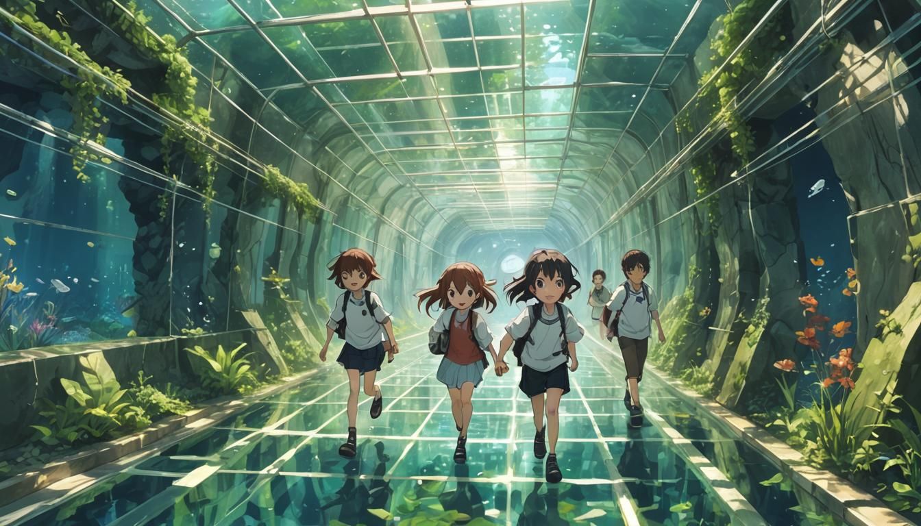 Underwater Maze Tunnel in Anime Style