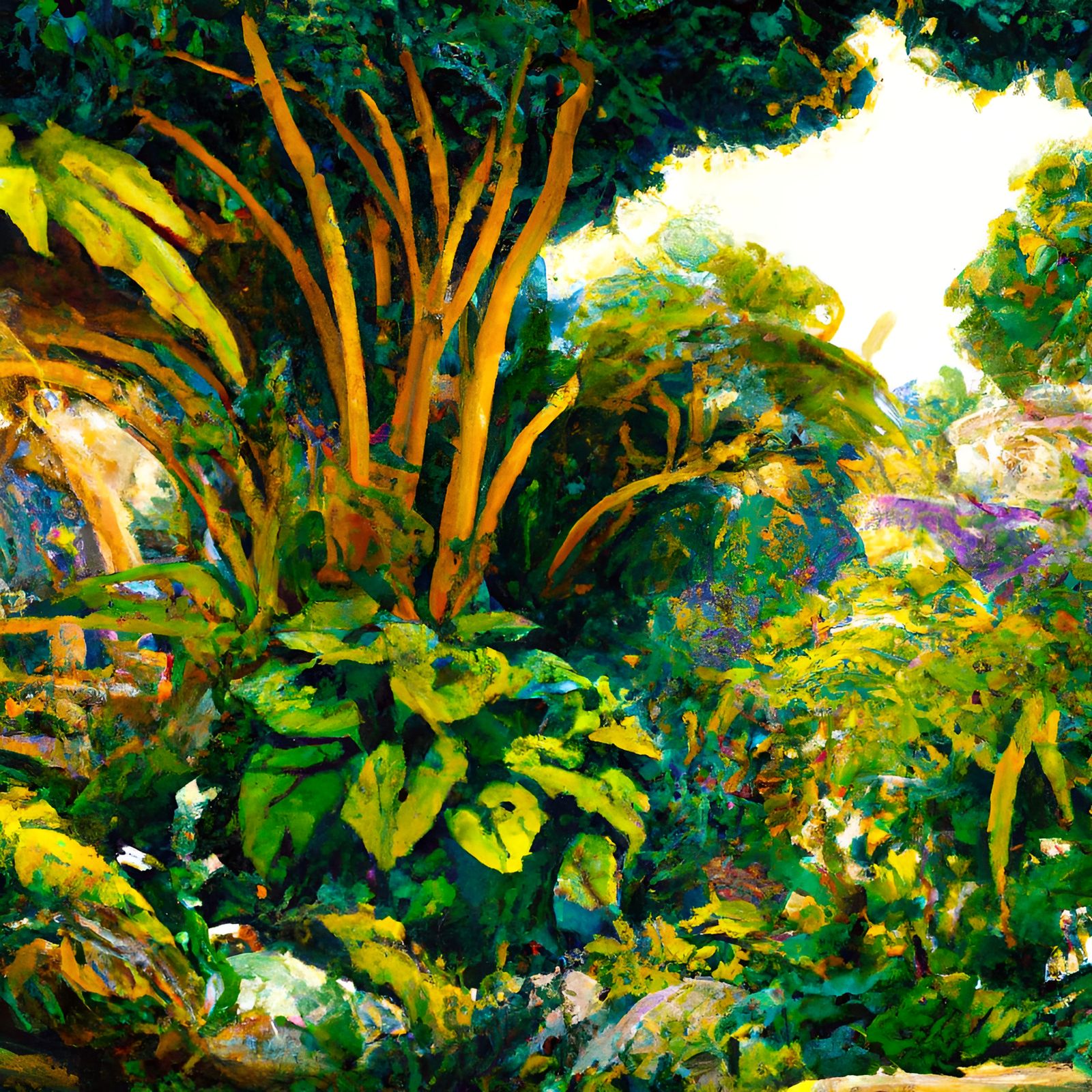 Botanical Garden in Calligraphic Art Brut Style