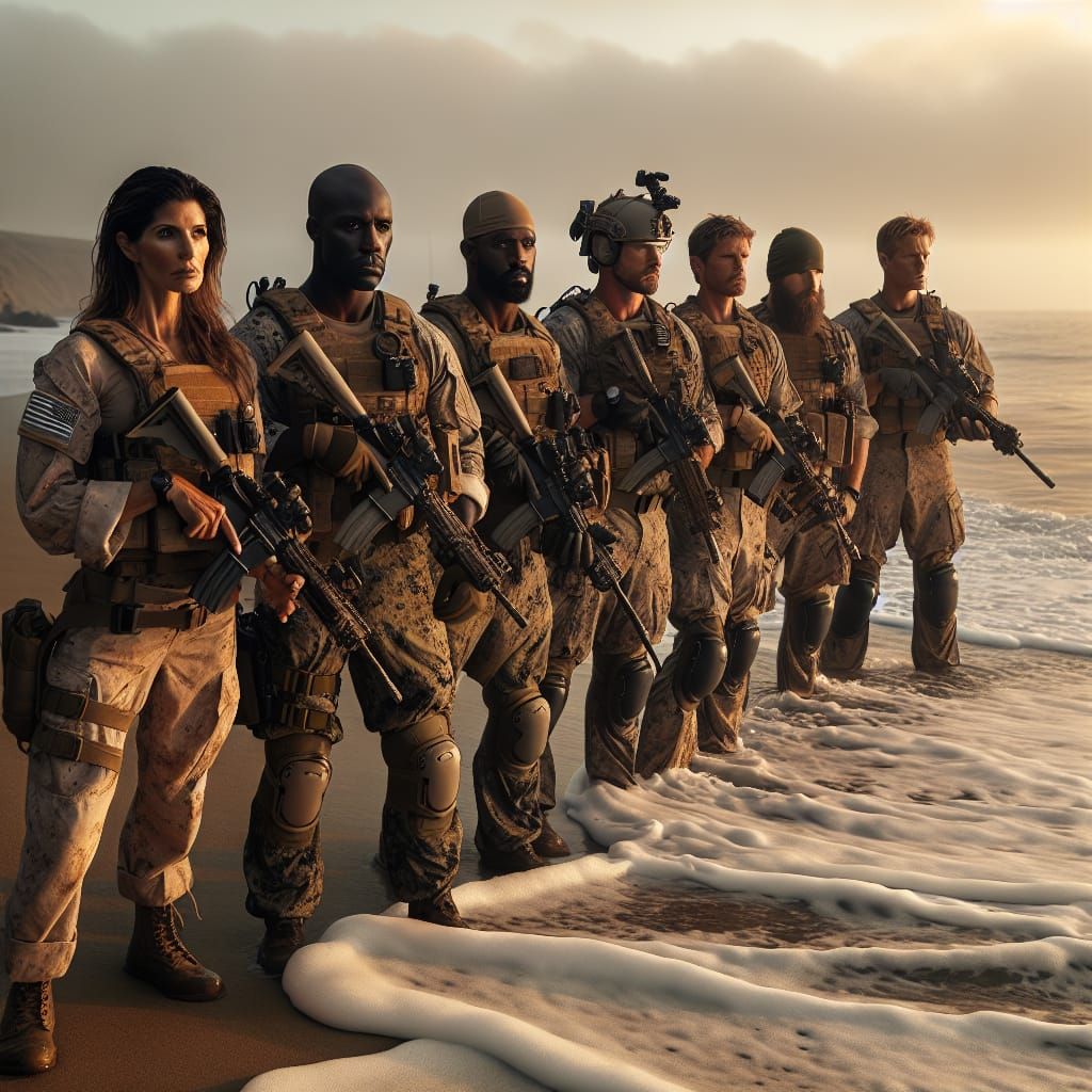 Special Ops Team on Beach at Dawn