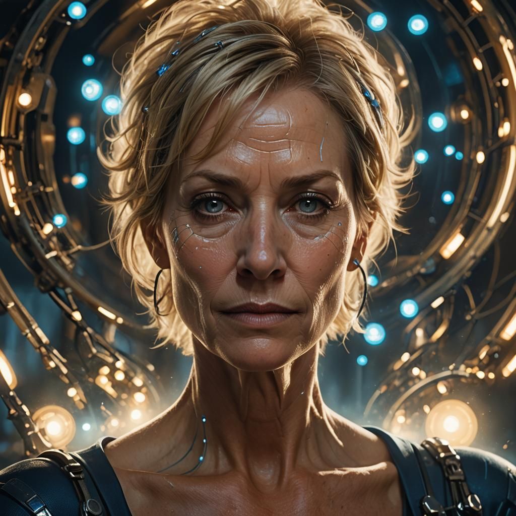 Woman with Tracheostoma in Wheelchair, Fantasy Art