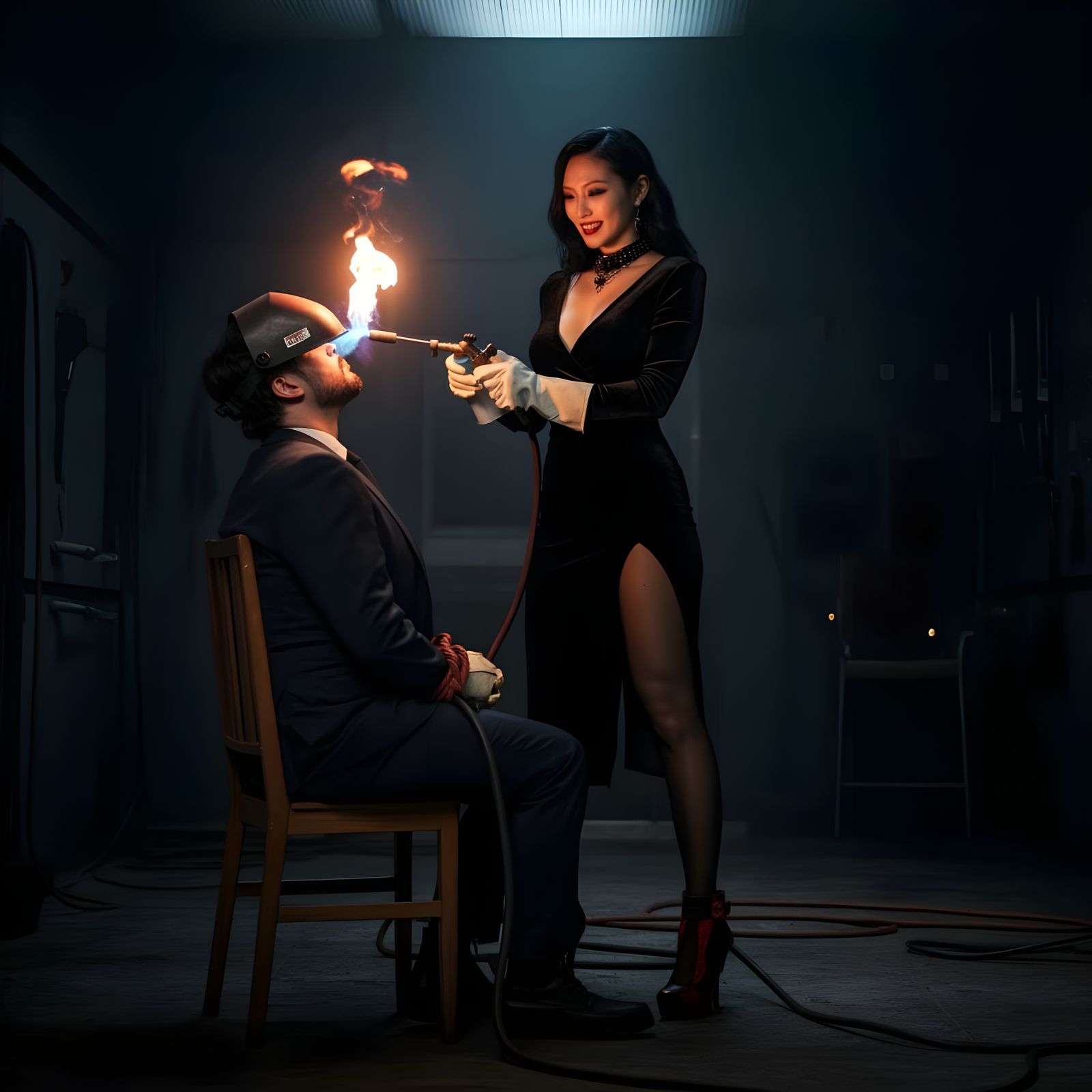 Dramatic Hostage Scene in Digital Pop Art Style