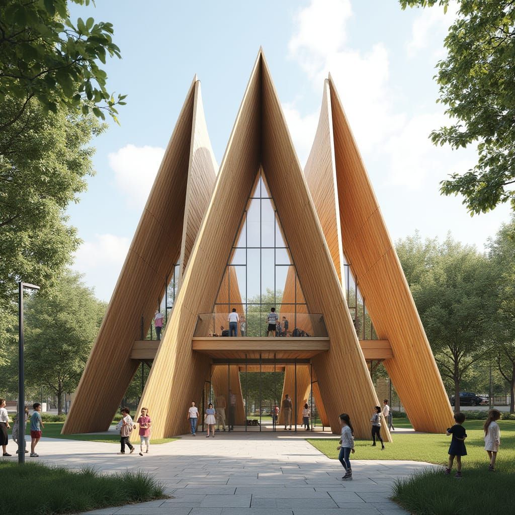 Timber Pyramids School in Urban Garden Setting