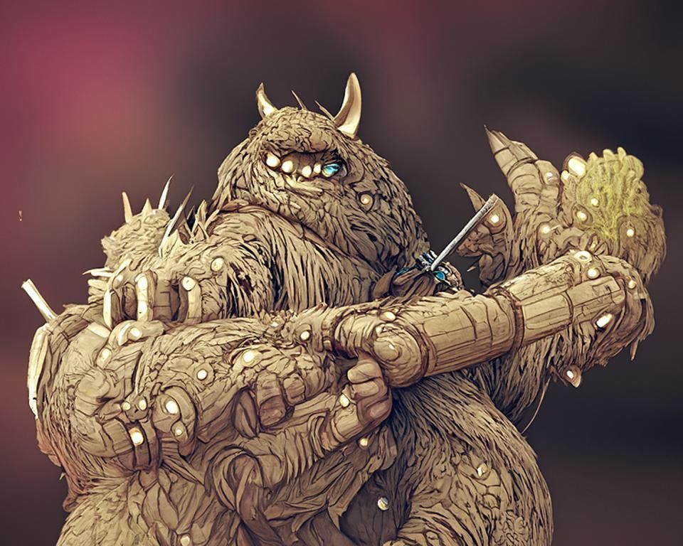 Ogre with Spiked Club Digital Artwork