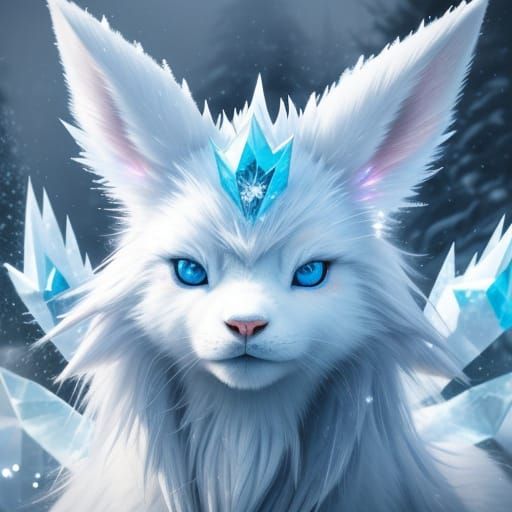 Ethereal Frosty Portrait of Glaceon in a Winter Wonderland