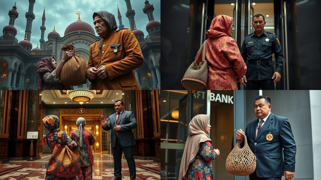 Stylish Grandma Marni Stops in Front of Bank Entrance