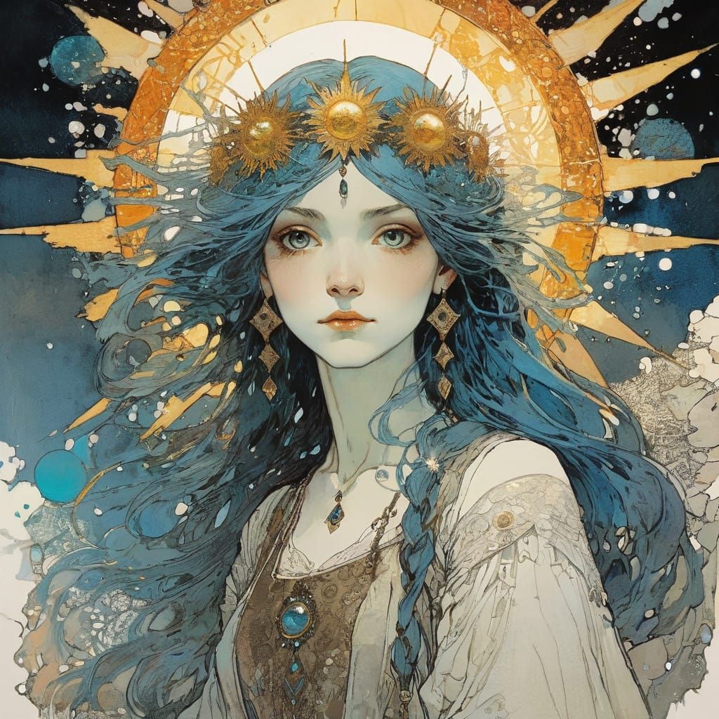 Ethereal Goddess Radiates Sunlit Beauty