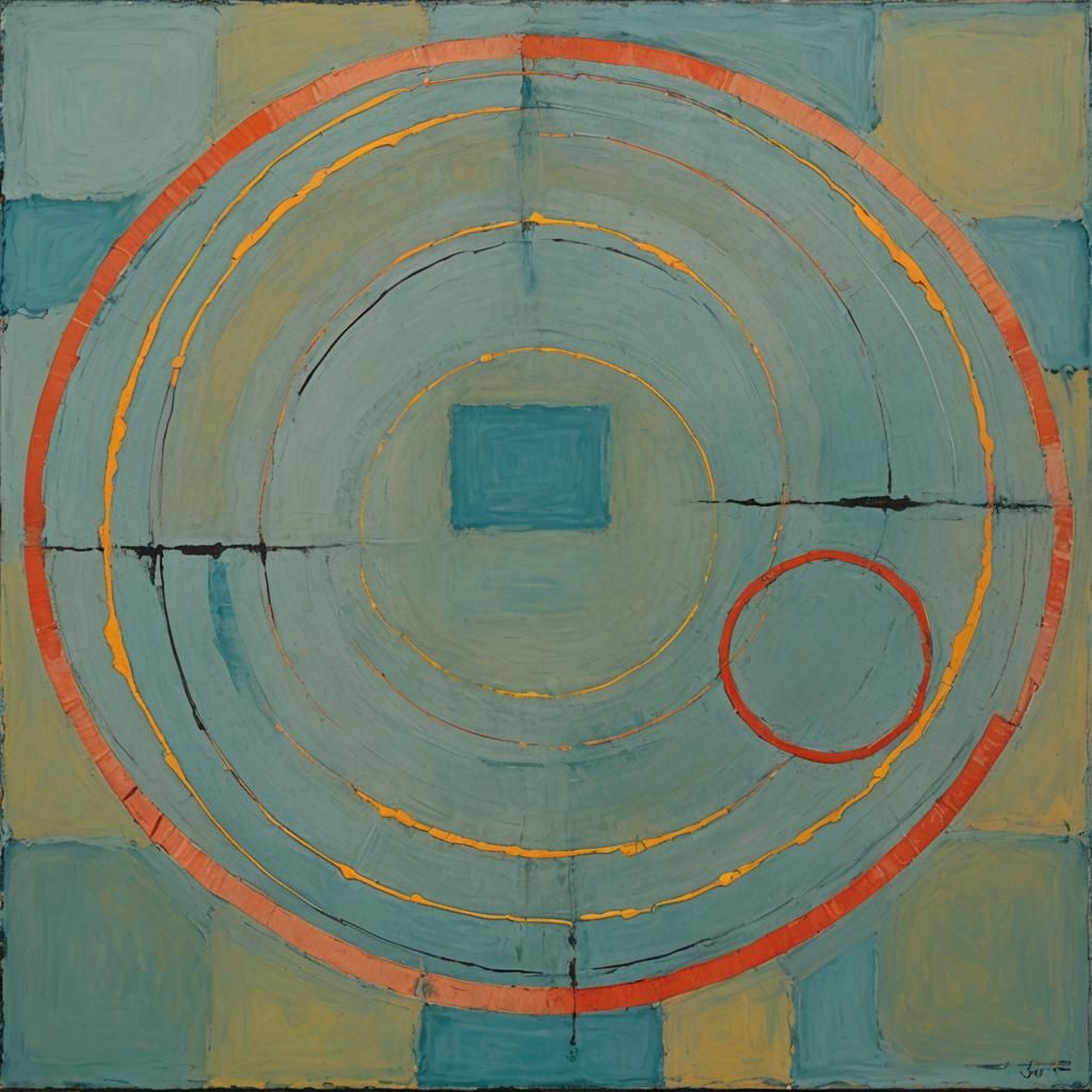 Harmonious Abstract Circles in Color Field Style