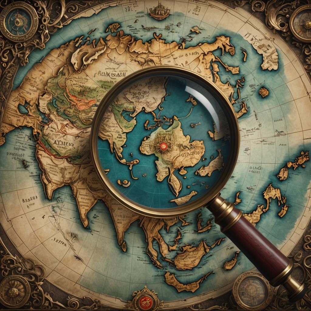 Magnifying Glass Reveals Ancient Asian World Map