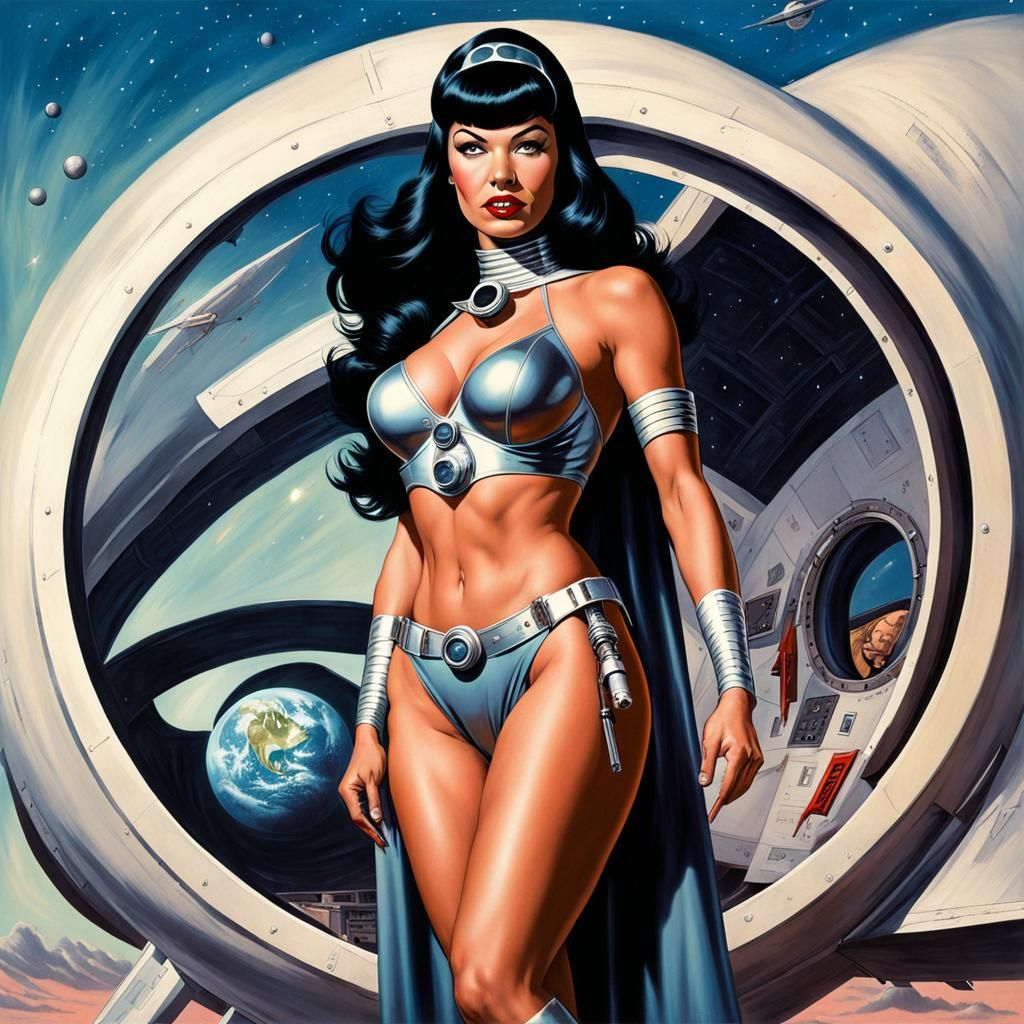 Retro Space Girl in Dave Stevens Style