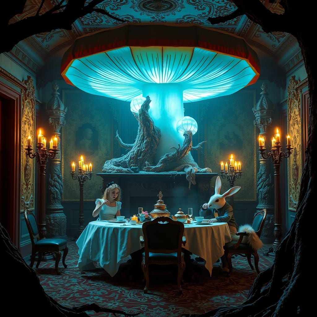 Gothic Wonderland: Alice and the White Rabbit's Surreal Tea ...