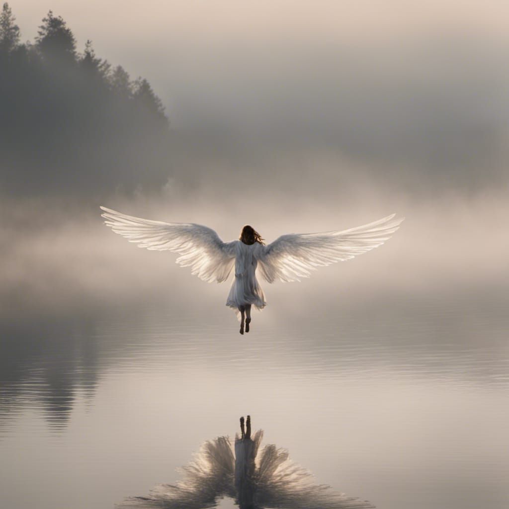 Angel's Flight Over Misty Lake