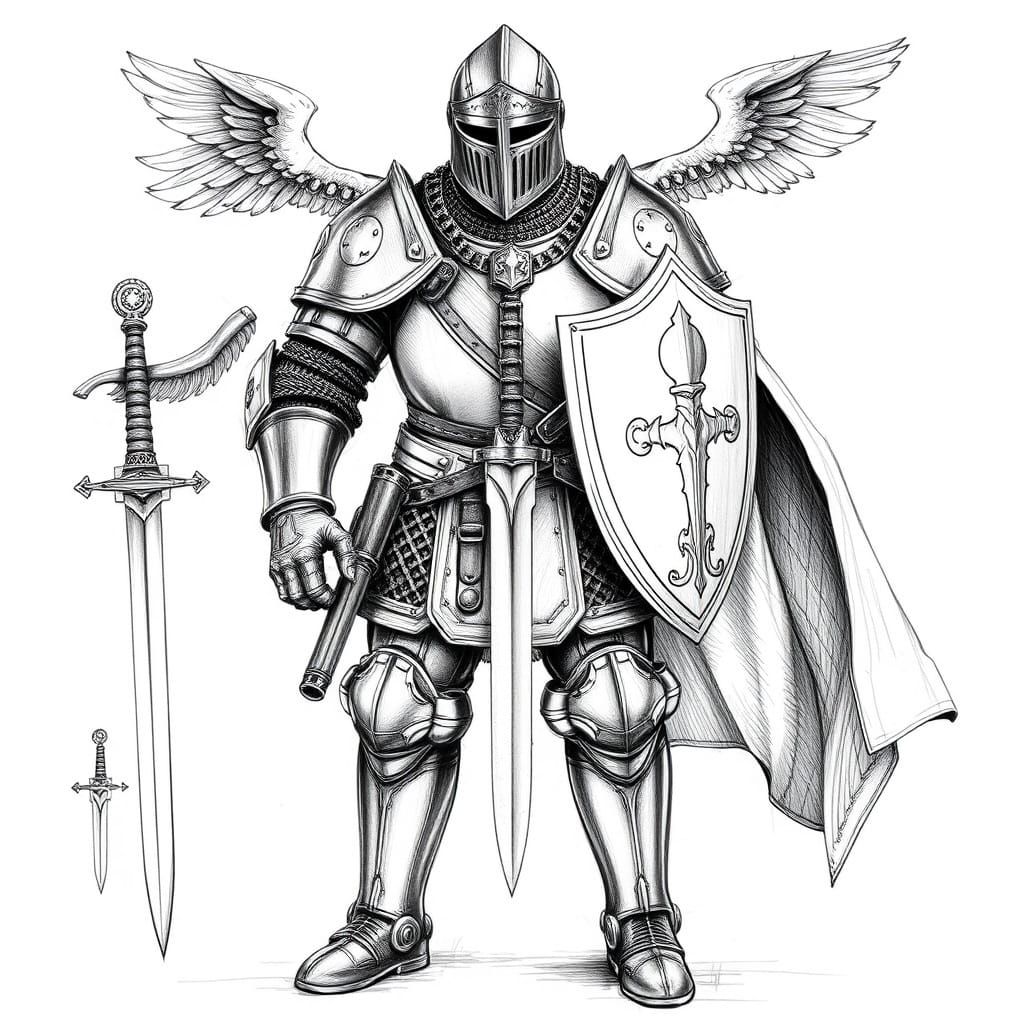 Medieval Armor Suit in Hyper-Realistic Technical Illustratio...