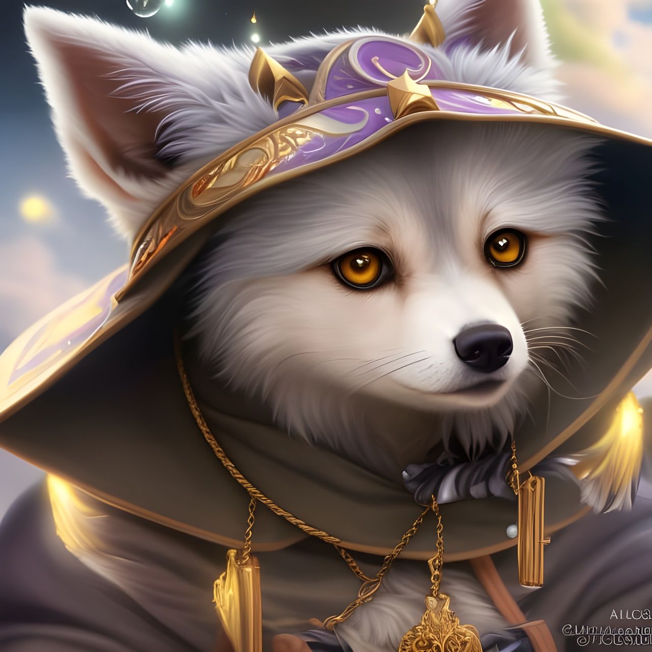 Cute Wizard Wolf Portrait in Photorealistic Style