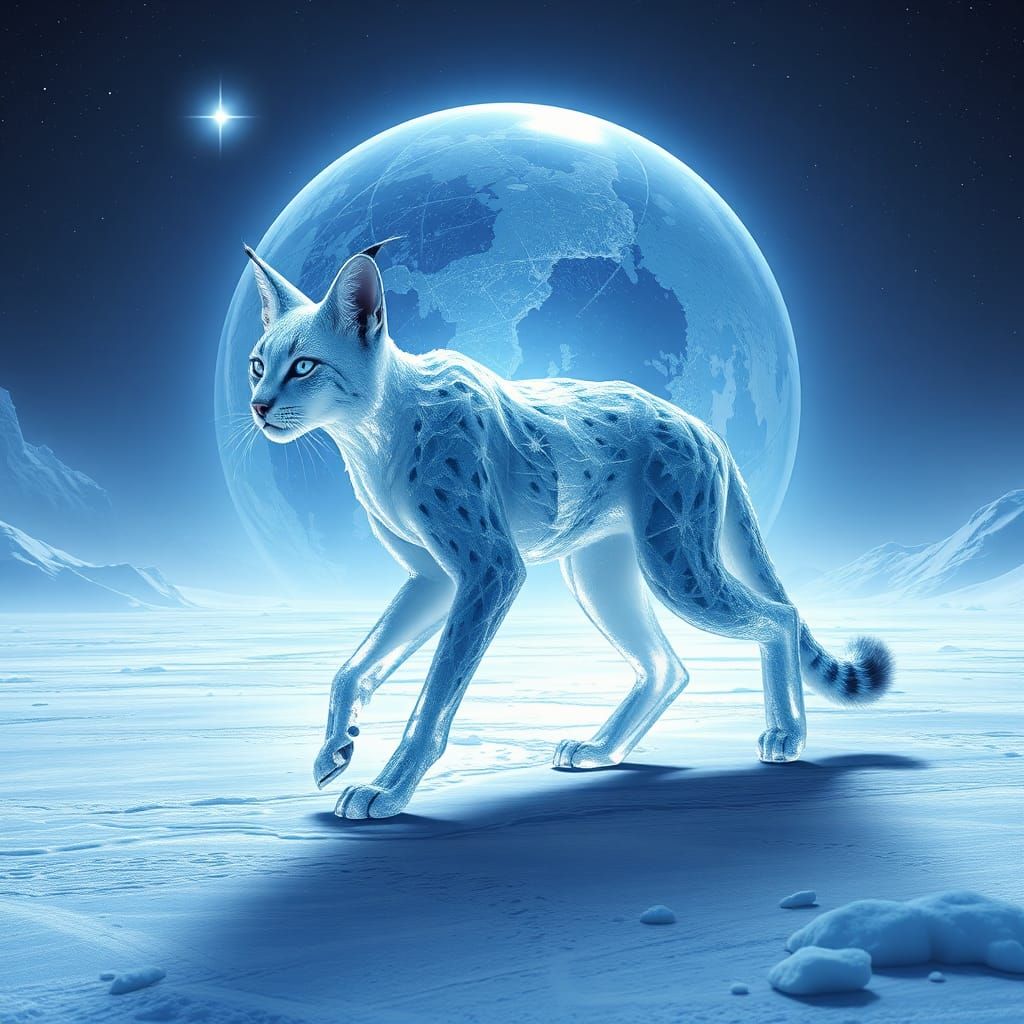 Icy Serval on Frozen Alien World
