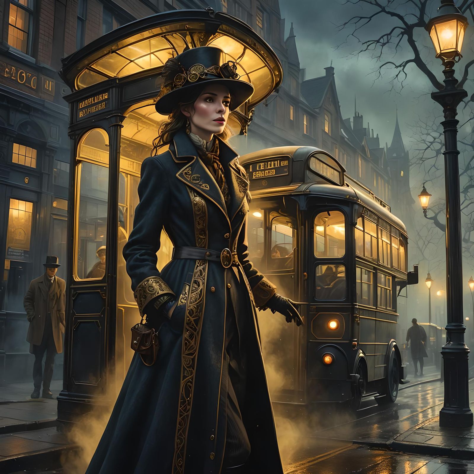 Retro England Bus Stop Fantasy Art