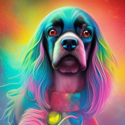 Cyber Punk Spaniel - Neon Naomi the Spaniel by Lord Elboron