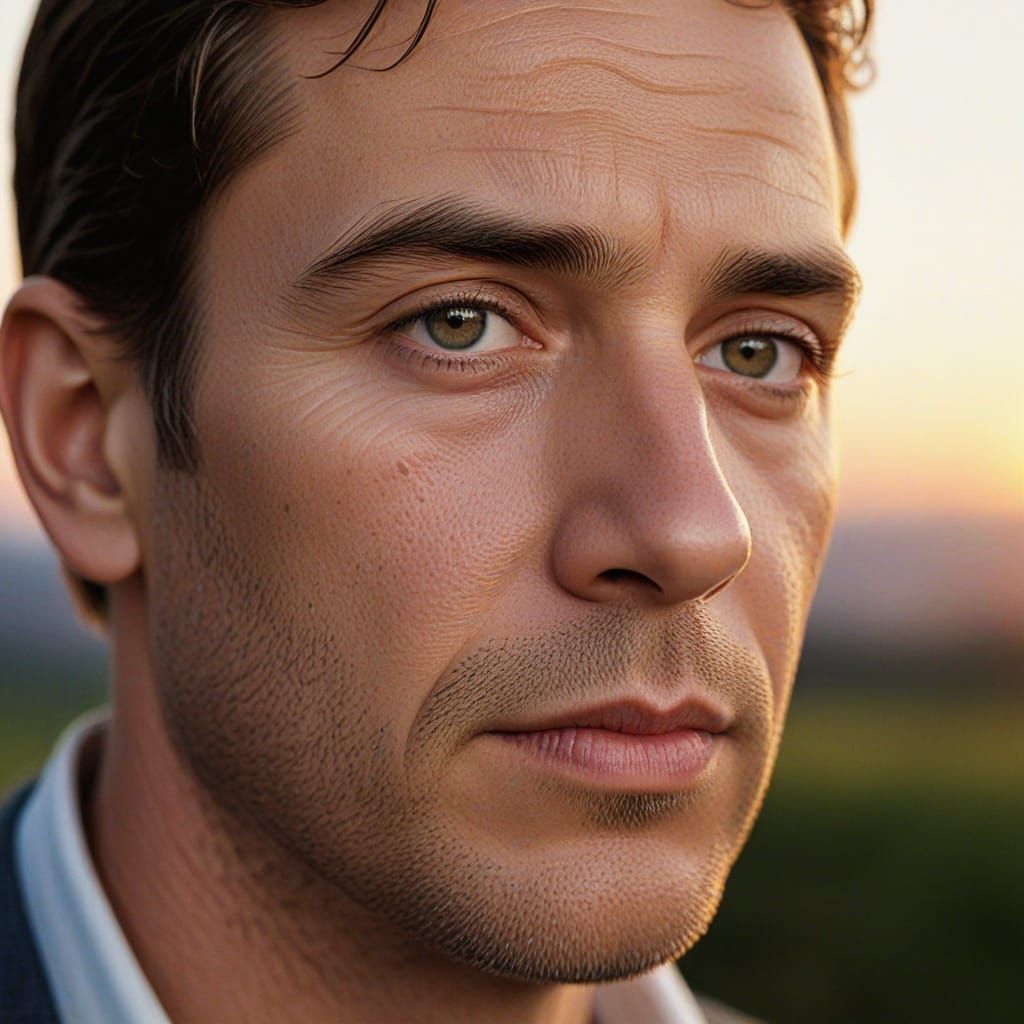 Dramatic Portrait of Self-Reflection in Hyperrealism