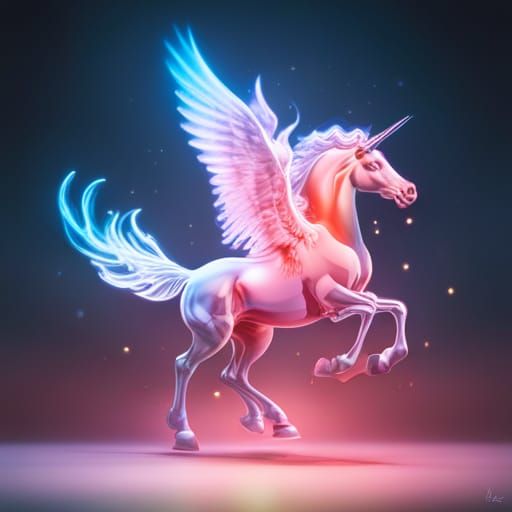 Glowing Glass Pegasus with Cosmic Energy