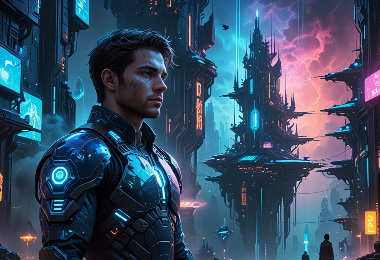 Futuristic Cityscape with Flying Palaces in Digital Art