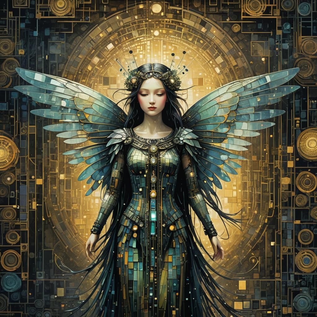 Luminous Pixel Fairy in Surreal Dreamscape