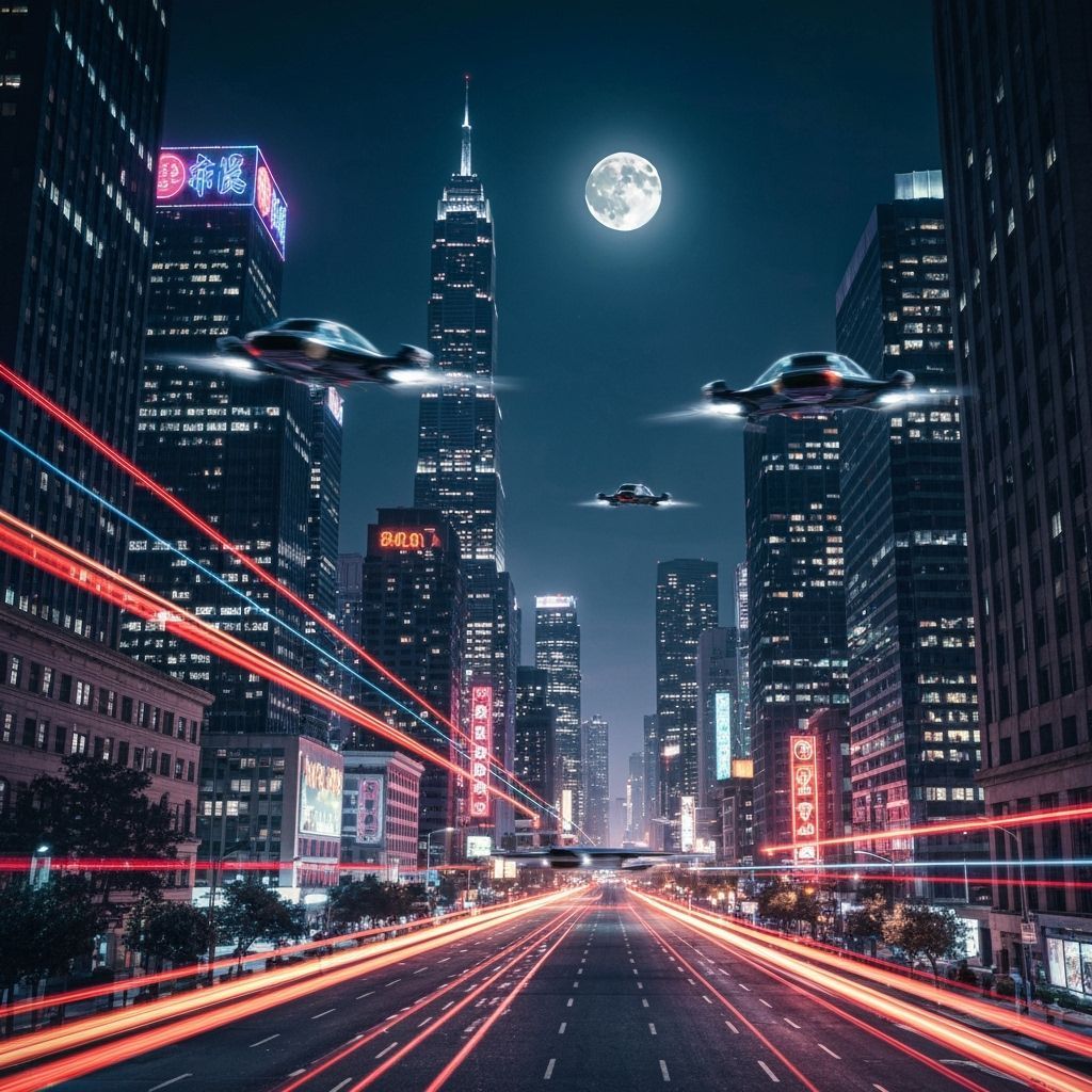 Futuristic Metropolis at Midnight: A Neon-Lit Urban Dream