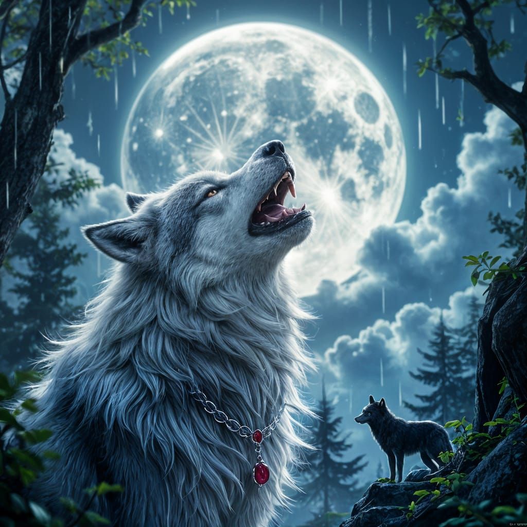 Werewolf Howling at Moonlit Night