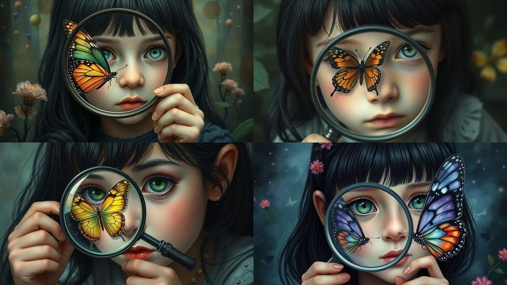 Mysterious Girl Encounters Cosmic Butterfly in a World of Wo...