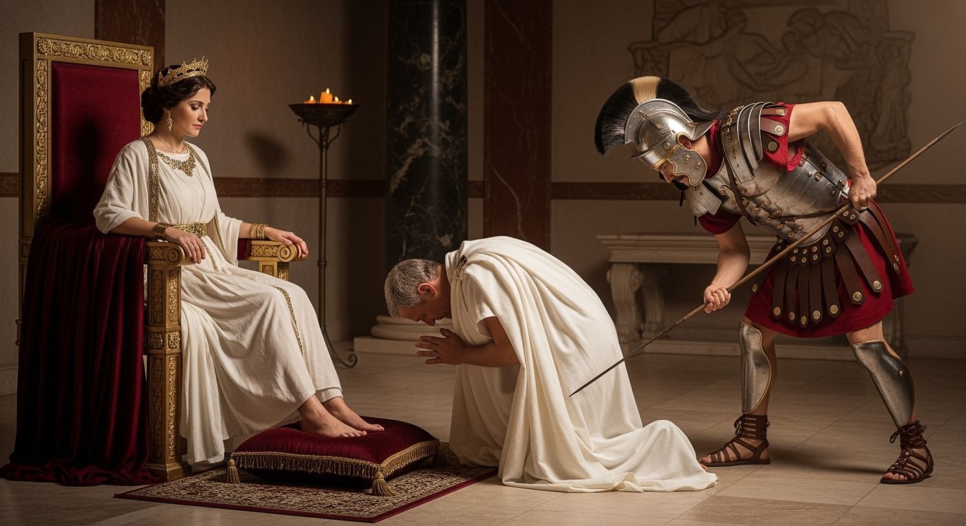 Empress Messalina on Gold Throne in Palace