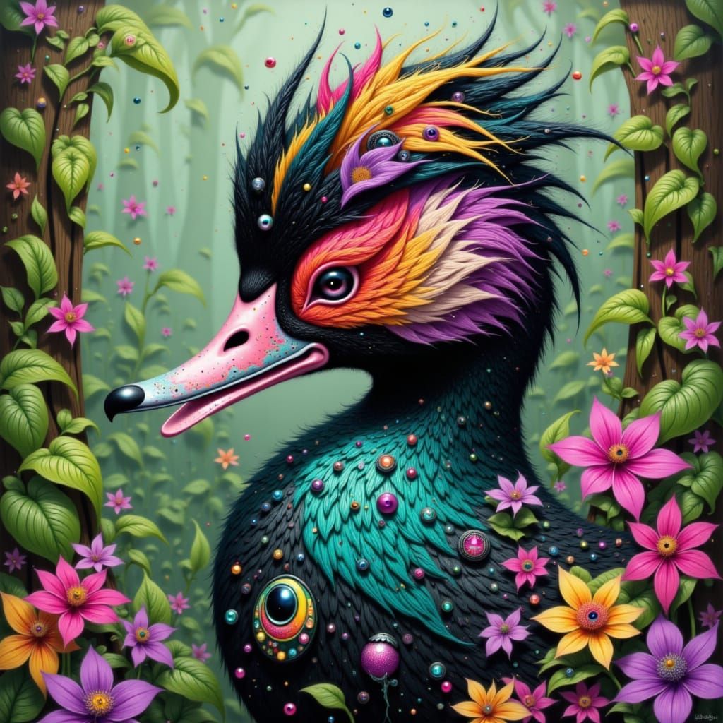 Black-Bellied Whistling Duck in Graffiti Art Style