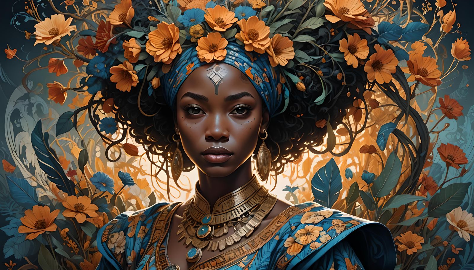 Beautiful Xhosa Girl Portrait in Maximalist Style